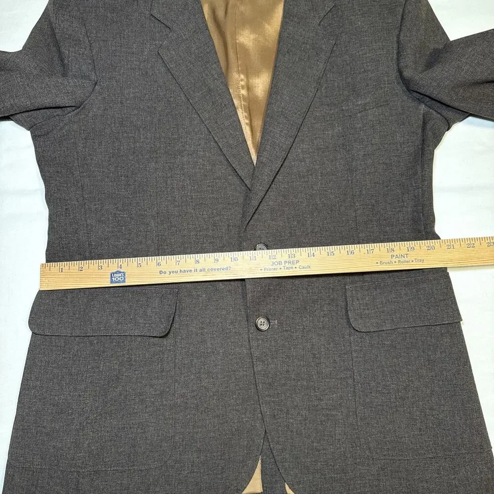 VTG Levis Sportswear 2-Button Action Suit Blazer Jacket Dark Brown Mens 44 R EUC